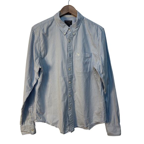 Abercrombie & Fitch Muscle Fit Collared Button Down Striped Shirt Blue/White XL - Picture 1 of 9